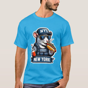 CAMISETA NYC RAT COMENDO UM CACHORRO QUENTE