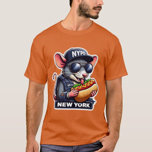 CAMISETA NYC RAT COMENDO UM CACHORRO QUENTE 9 (Frente)