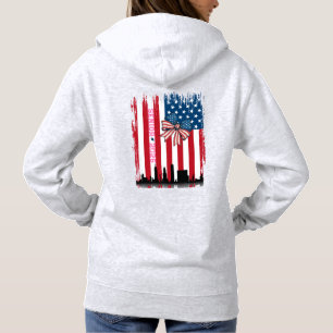 Camiseta NYC Skyline Arco American Flag Mais velho Year T S