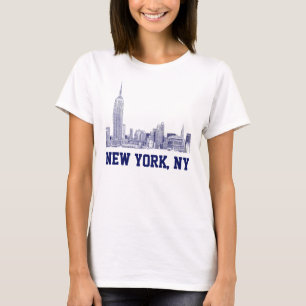 Camiseta NYC Skyline Etch 01 Azul