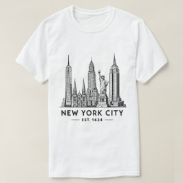 Camiseta NYC Skyline Illustration with Statue of Liberty