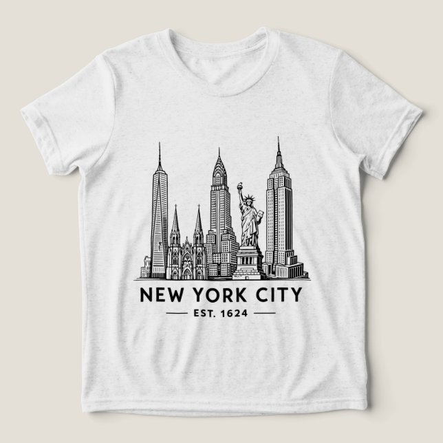 Camiseta NYC Skyline Illustration with Statue of Liberty (Design frontal)