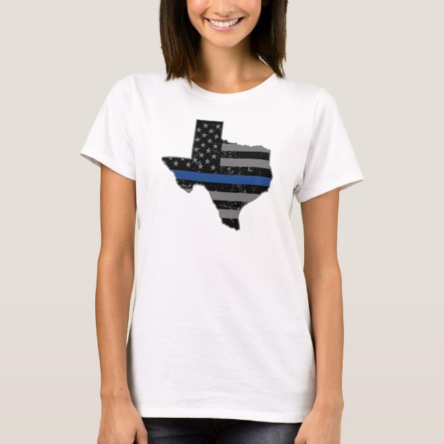 Camiseta O agente da polícia de Texas dilui Blue Line (Frente)