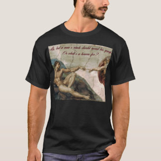 Camiseta O alcance de um homem deve exceder seu aperto