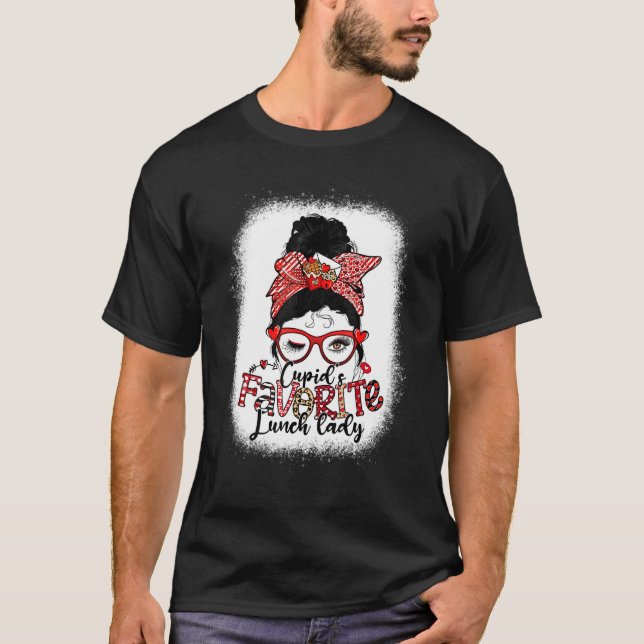 Camiseta O Almoço favorito de Cupid Lady Messy Bun Valent (Frente)