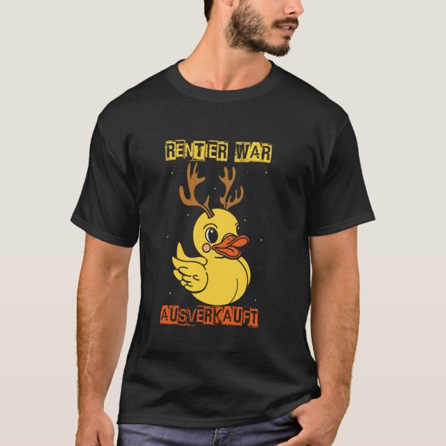 Camiseta O ALUGUEL ESTAVA ESGOTADO Renas Pato Natal (Frente)