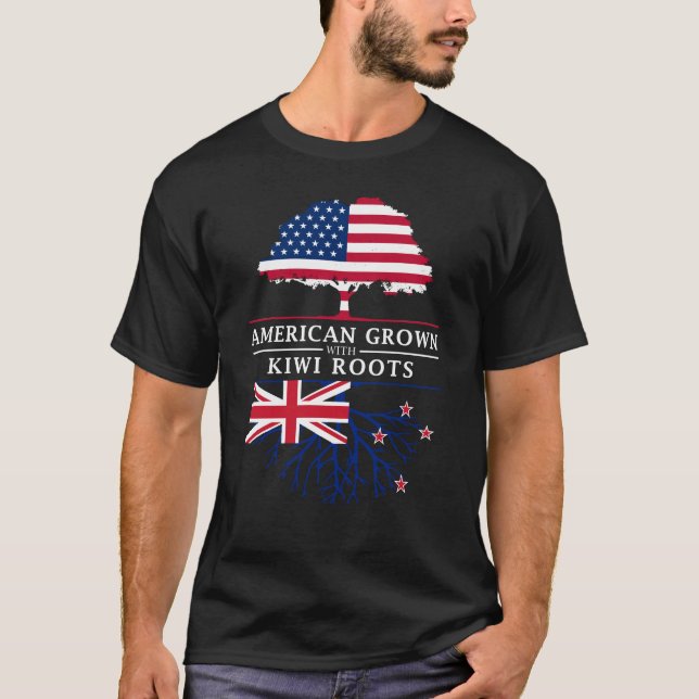 Camiseta O americano crescido com quivi enraíza   Nova (Frente)