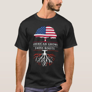 Camiseta O americano crescido com suíço enraíza   a suiça