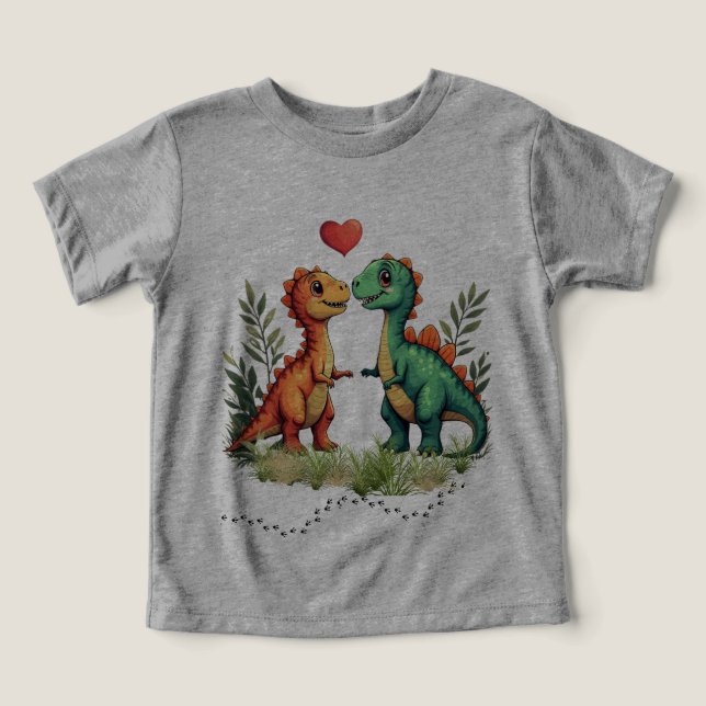 Camiseta O amor atingiu os dinossauros (Design frontal)