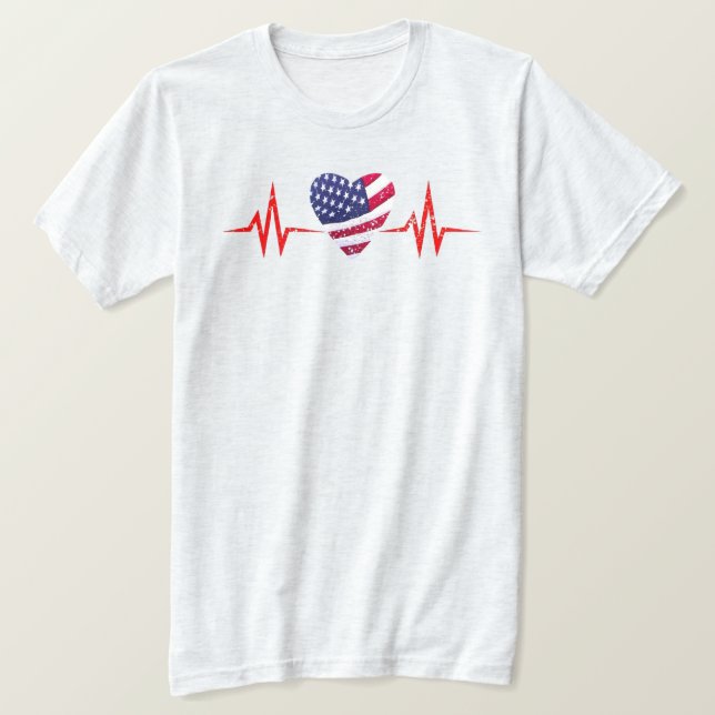 Camiseta O amor da América em todos os batimentos cardíacos (Frente do Design)