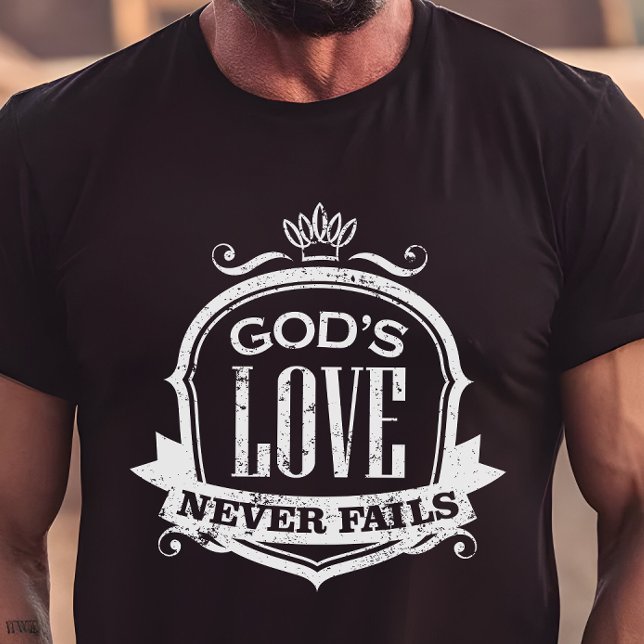 Camiseta O amor de Deus nunca falha no cristão (Criador carregado)