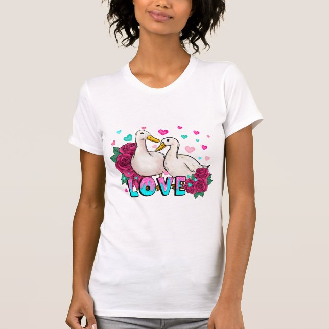 Camiseta O AMOR Dói Corações E Floral (Frente)
