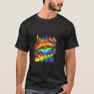 Camiseta O Amor é Amor Bandeira LGBTQ Lábios Girassol Arco-