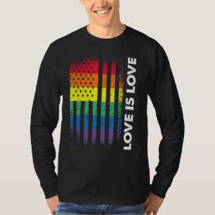 Camiseta O Amor É Bandeira Americana Gay Lgbtq Lgbt Pride