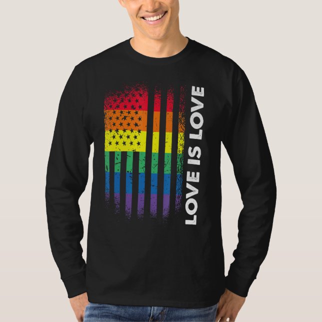 Camiseta O Amor É Bandeira Americana Gay Lgbtq Lgbt Pride (Frente)