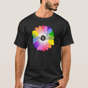 Camiseta O Amor É Lgbt Rainbow Daisy Flower Smile Face Lgbt