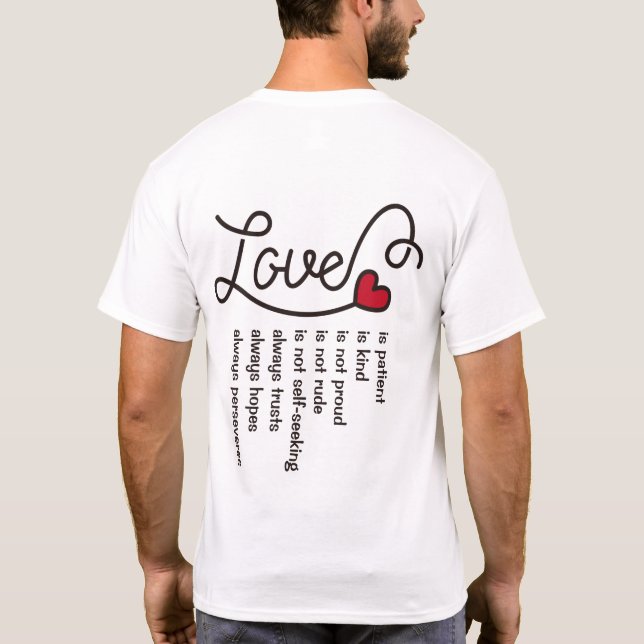 Camiseta O amor é monograma vermelho do coração da (Verso)
