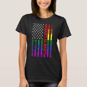 Camiseta O Amor É O Amor O Arco-Íris Usa Bandeira Lgbt Gay