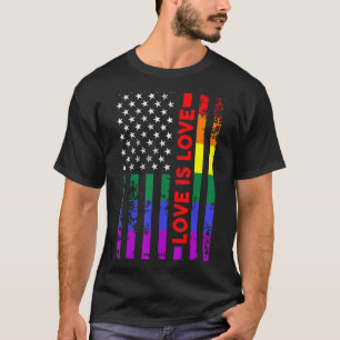 Camiseta O Amor É O Amor O Arco-Íris Usa Bandeira Lgbt Gay 