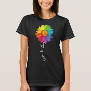 Camiseta O Amor É O Amor Rainbow Daisy Flower Lgbt Gay Lésb