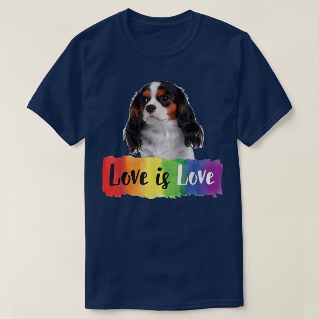 Camiseta O amor é o amor Rainbow Dog Cavalier King Charles  (Frente do Design)