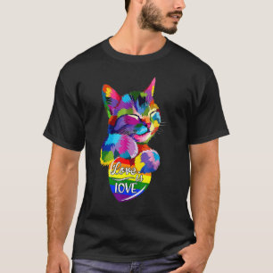 Camiseta O Amor É O Orgulho Colorido De Gato Lgbt Lgbt.