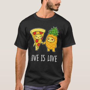 Camiseta O Amor É Pizza Pineapple Foodie Pepperoni