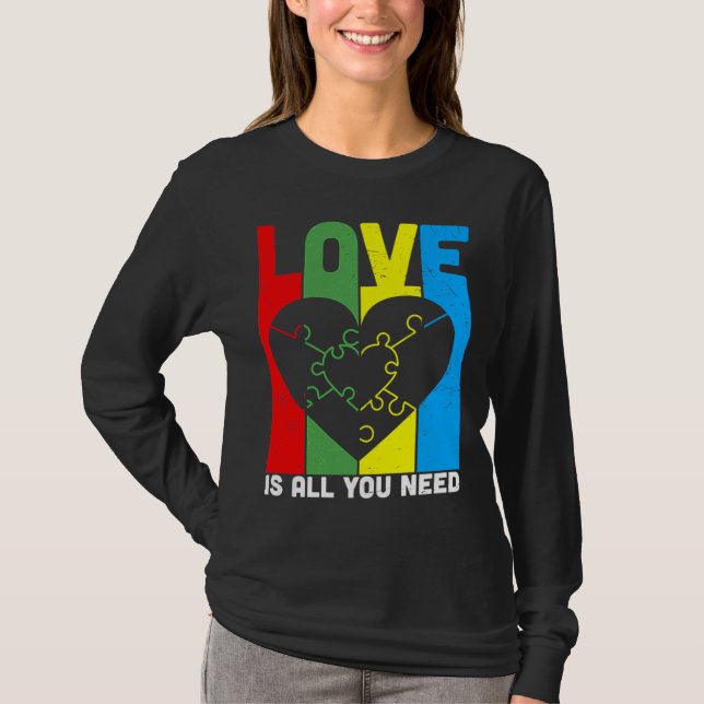Camiseta O Amor É Tudo O Que Você Precisa De Quebra-cabeça  (Frente)
