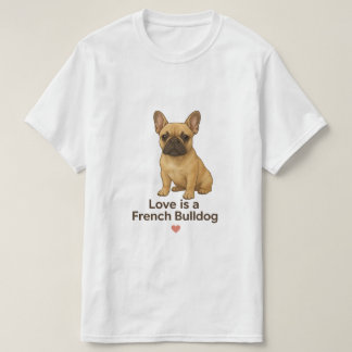 Camiseta O amor é um Bulldog Francês – Frenchie Realista Fo