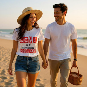 Camiseta O Amor É Uma Citação Da Tipografia Vermelha De Fér