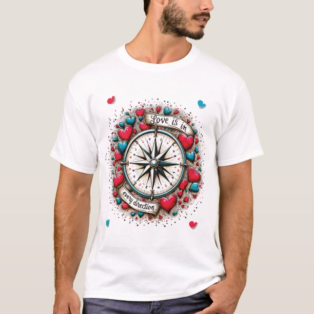 Camiseta O amor está em todas as direções (Frente)