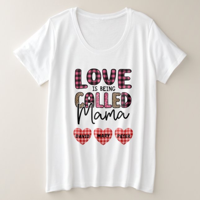 Camiseta O amor está sendo chamado de mamãe, personalizável (Frente do Design)