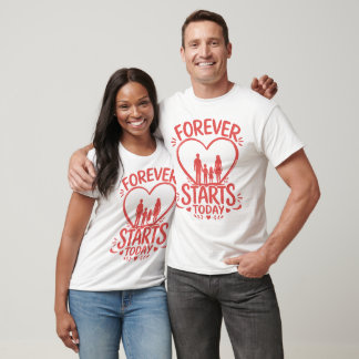 Camiseta O Amor Familiar Romântico Começa Hoje Para Sempre