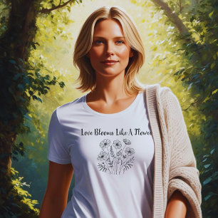 Camiseta O Amor Floresce Como Uma Flor Fé Design Vintage