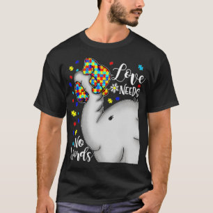 Camiseta O Amor Não Precisa De Palavras Autismo Elefante Pu
