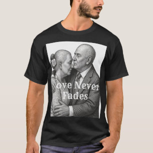 Camiseta O Amor Nunca Desvanece Gravura em Madeira Vintage
