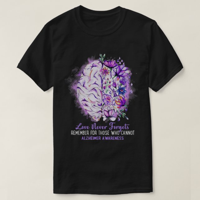Camiseta O amor nunca esquece o cérebro da consciência do m (Frente do Design)