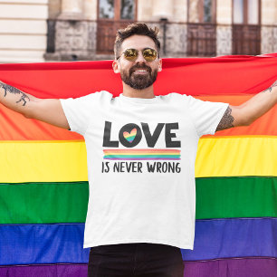 Camiseta O amor nunca está errado no mês do orgulho LGBTQ