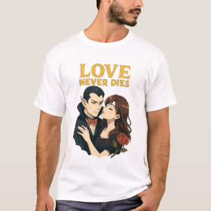 Camiseta O Amor Nunca Morre - Vampiro Românico Gótico Anime