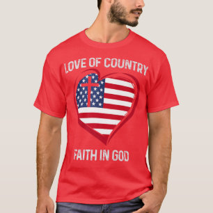 Camiseta O Amor Patriótico Dos EUA À Fé Do País Em Deus, EU