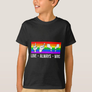 Camiseta O amor sempre ganha o Orgulho gay LGB de consciênc