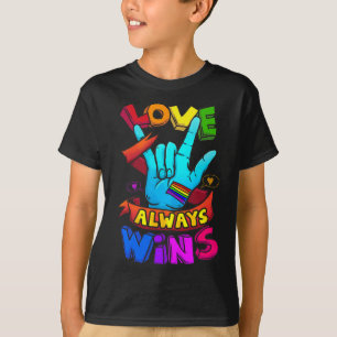 Camiseta O Amor Sempre Vence Asl Conscientização de Surdos 
