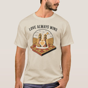 Camiseta O Amor Sempre Vence: Rei e Rainha de Xadrez Vintag