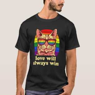 Camiseta O Amor Sempre Vencerá Gato Purride Mês do Orgulho