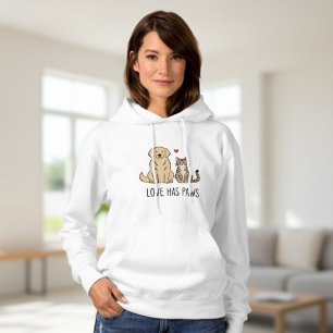 Camiseta O Amor Tem Patas - Golden Retriever e Gato Adulto
