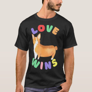 Camiseta O Amor Vence Apoio Orgulho Lgbtq Cão Corgi Gay Lés