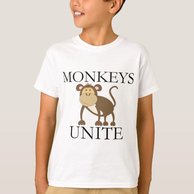 Camiseta O ano engraçado do macaco "macacos une-se " (Frente)