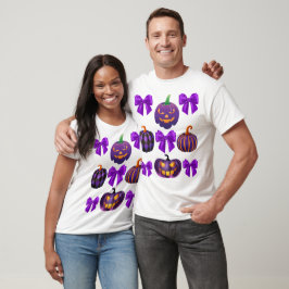 Camiseta O arco do Pumpkin Halloween Roxo cai