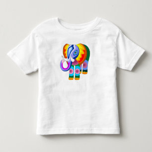 Camiseta O arco-íris do elefante colore o T da criança do