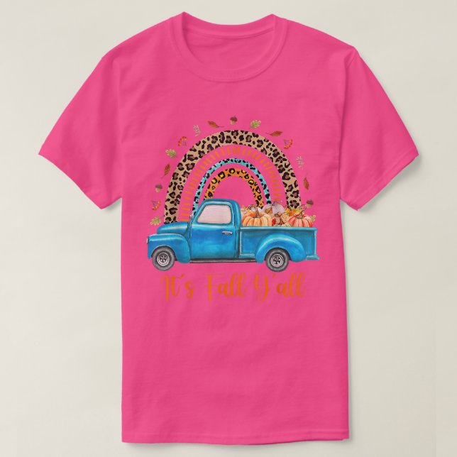 Camiseta O Arco-Íris É O Pumpkin Fall Yall Pumpkin Truck Au (Frente do Design)